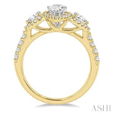 5/8 Ctw Pear Shape Past, Present & Future Round Cut Diamond Semi-Mount Engagement Ring in 14K Yellow and White Gold
