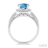 7x7 MM Cushion Shape Aquamarine and 1/3 ctw Round Cut Diamond Ring in 14K White Gold