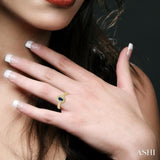 5x3 MM oval cut Sapphire and 1/10 ctw Single Cut Diamond Ring in 10K Yellow Gold.
