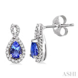 5x3 MM Pear Shape Tanzanite and 1/6 ctw Round Cut Diamond Earrings in 14K White Gold