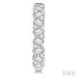 1 ctw Zigzag Baguette and Round Cut Diamond Hoop Earring in 14K White Gold