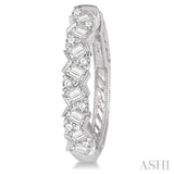 1 ctw Zigzag Baguette and Round Cut Diamond Hoop Earring in 14K White Gold