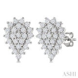 1/5 Ctw Petite Pear Shape Round Cut Diamond Cluster Fashion Stud Earrings in 10K White Gold