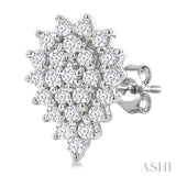 1/5 Ctw Petite Pear Shape Round Cut Diamond Cluster Fashion Stud Earrings in 10K White Gold