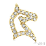 1/6 Ctw Petite Horse Head Round Cut Diamond Fashion Stud Earrings in 10K Yellow Gold