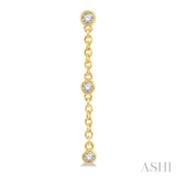 1/6 Ctw Circular Shape 3-Station Round Cut Diamond Drop Earrings in 10K Yellow Gold