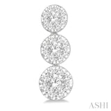 1/2 Ctw Hanging Triple Mount Lovebright Round Cut Diamond Earrings in 14K White Gold