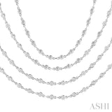 5 1/2 ctw Bezel Set Round Cut Diamond Layered 60-Inch Necklace in 14K White Gold