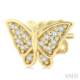 1/10 Ctw Petite Butterfly Round Cut Diamond Fashion Stud Earrings in 10K Yellow Gold