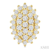 1/5 Ctw Petite Oval Shape Round Cut Diamond Cluster Fashion Stud Earrings in 10K Yellow Gold