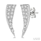 1/4 ctw Horn Shaped Climbers Round Cut Diamond Earrings in 14K White Gold