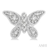 1/10 Ctw Petite Milgrain Butterfly Round Cut Diamond Fashion Stud Earrings in 10K White Gold