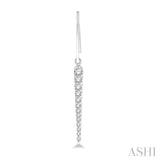 1/4 ctw Icicle Shape Round Cut Diamond Hanging Earrings in 14K White Gold