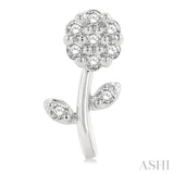 1/6 Ctw Petite Floral Round Cut Diamond Fashion Stud Earrings in 10K White Gold