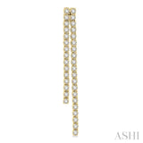 1 3/4 Ctw Twin Line Round Cut Diamond Tennis Earrings in 14K Yellow Gold