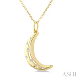 1/20 Ctw Round Cut Diamond Flush Set Moon Mosaic Pendant With Chain in 10K Yellow Gold