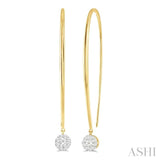1/3 Ctw Round Dangler Lovebright Diamond Earrings in 14K Yellow and White Gold