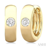 1/3 ctw Bezel Set Round Cut Diamond Fashion Huggie Earrings in 14K Yellow Gold