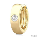 1/3 ctw Bezel Set Round Cut Diamond Fashion Huggie Earrings in 14K Yellow Gold