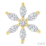 3/8 Ctw Floral Motif Marquise and Round Cut Diamond Fashion Stud Earrings in 14K Yellow Gold