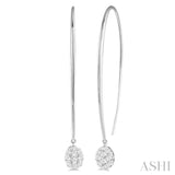 1/2 Ctw Oval Shape Dangler Lovebright Round Cut Diamond Earrings in 14K White Gold