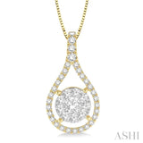 5/8 Ctw Lovebright Round Cut Diamond Pendant in 14K Yellow and White Gold with Chain