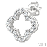 1/6 Ctw Petite Clover Round Cut Diamond Fashion Stud Earrings in 10K White Gold