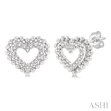 1/8 Ctw Petite Heart Round Cut Diamond Fashion Stud Earrings in 10K White Gold