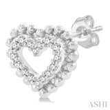 1/8 Ctw Petite Heart Round Cut Diamond Fashion Stud Earrings in 10K White Gold