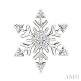 1/10 Ctw Petite Snowflake Round Cut Diamond Halo Fashion Stud Earrings in 10K White Gold