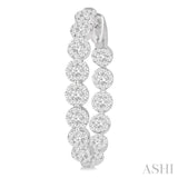 2 Ctw Circular Link Lovebright In-Out Round Cut Diamond Hoop Earrings in 14K White Gold