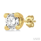1/10 Ctw Round Cut Diamond Stud Earrings in 14K Yellow Gold