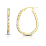 14K Yellow Gold Bead Design Hoop Earring