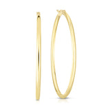 14K Tri-color Gold 2x15mm Diamond Cut Station Hoop Earring
