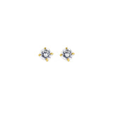 14K Yellow Gold 4mm Round CZ Stud Earring