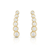 14K Yellow Gold Graduated Round Bezel CZ Ear Climber