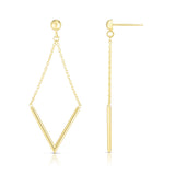 14K Yellow Gold Polished V Drop Earring