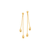 14K Yellow Gold Polished Double Tear Drop Earring