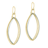 14K Yellow & White Gold Polished & Diamond Cut Dangle Earring