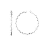 Sterling Silver 45mm Wire Twist Diamond Cut Hoop Earring