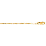 14K Yellow Gold 1.3mm Diamond Cut Cable 16 Chain with Lobster Lock