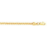 14K Yellow Gold 20 2.7mm Diamond Cut Lite Round Wheat Chain with Lobster Lock