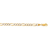 14K Yellow Gold 4.75mm White Pave Figaro 22 Chain with Lobster Lock