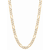 14K Yellow Gold 5.8mm White Pave Figaro 24 Chain with Lobster Lock