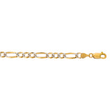 14K Yellow Gold 7mm White Pave Figaro 24 Chain with Lobster Lock
