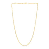 14K Yellow Gold 2.6mm White Pave Curb 18 Chain with Lobster Lock