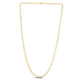 14K Yellow Gold 3.2mm White Pave Curb 16 Chain with Lobster Lock