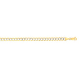 14K Yellow Gold 7mm White Pave Curb 22 Chain with Lobster Lock