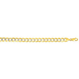 14K Yellow Gold 9.7mm White Pave Curb 26 Chain with Lobster Lock