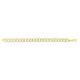 14K Yellow Gold 11.23mm White Pave Curb 24 Chain with Lobster Lock
